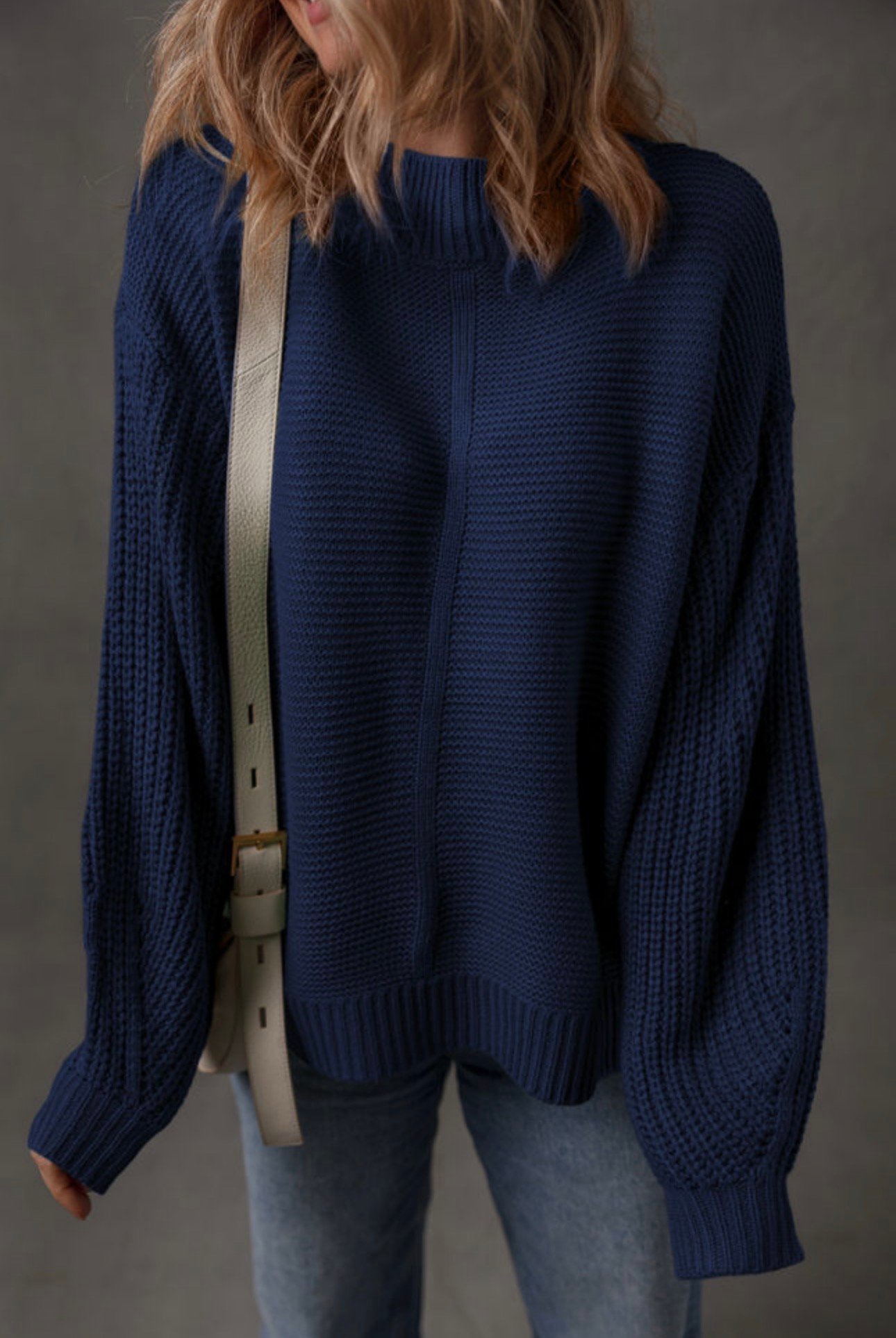 sweater over deep blue sweater over deep blue