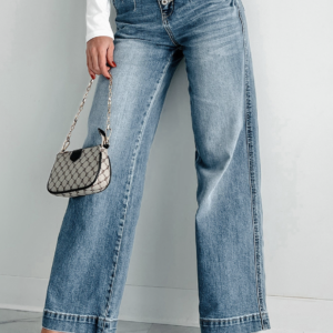 dusk blue multi button straight loose denim