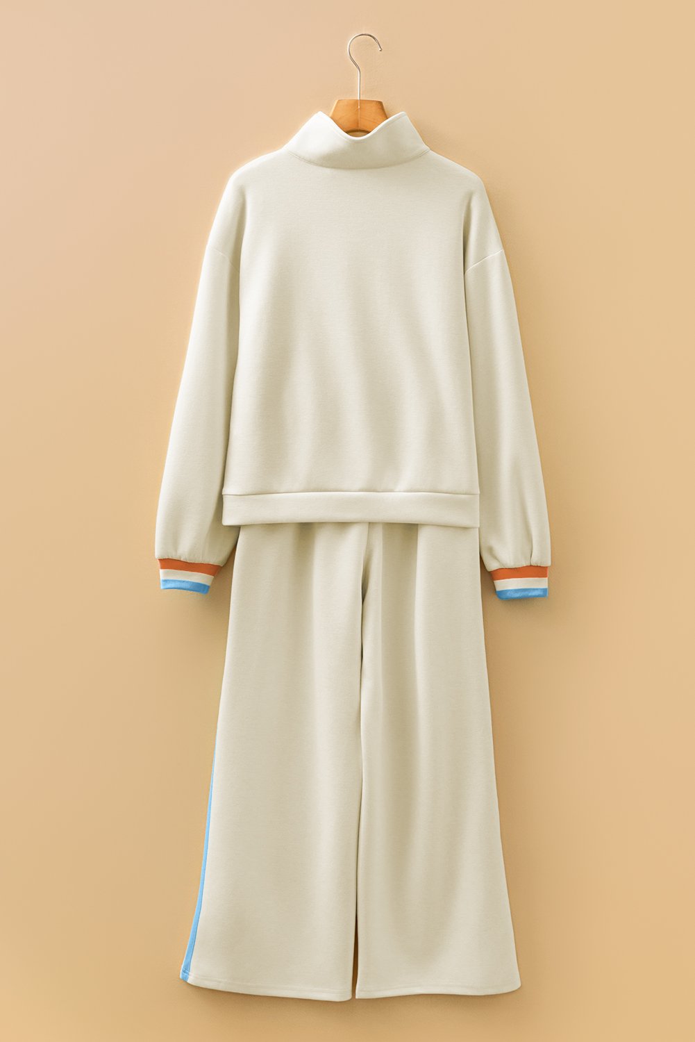 97027836-00590be8ce2e0d86.jpg apricot striped patchwork quarter zip pullover loose pant set