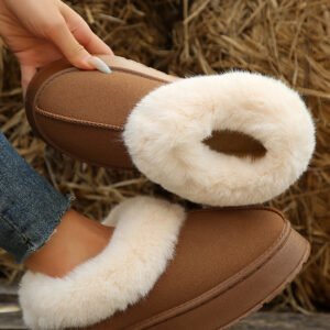 Collections chestnut plush suede trim thick sole flat snow boots
