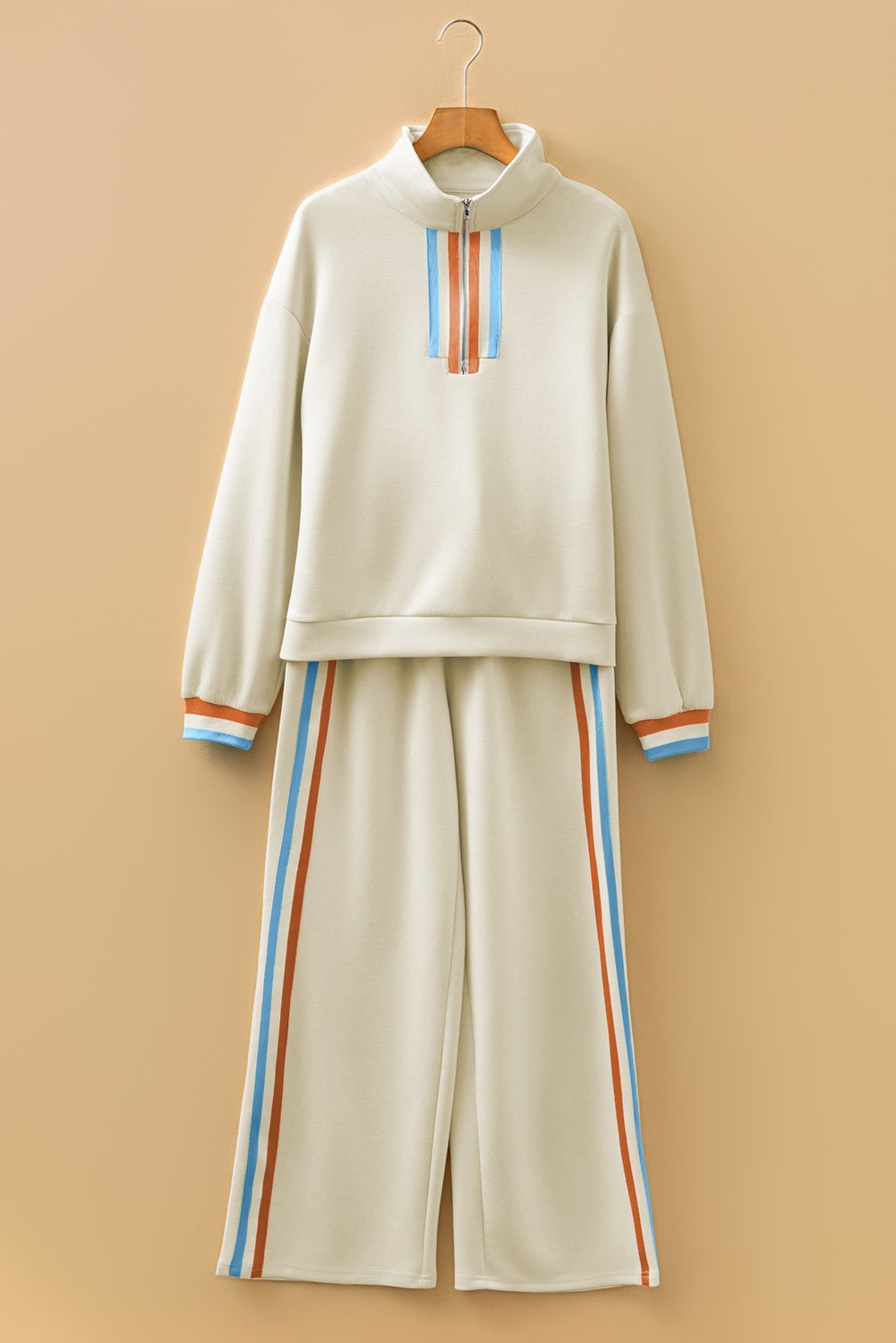 97027835-524fe272020806e2.jpg apricot striped patchwork quarter zip pullover loose pant set