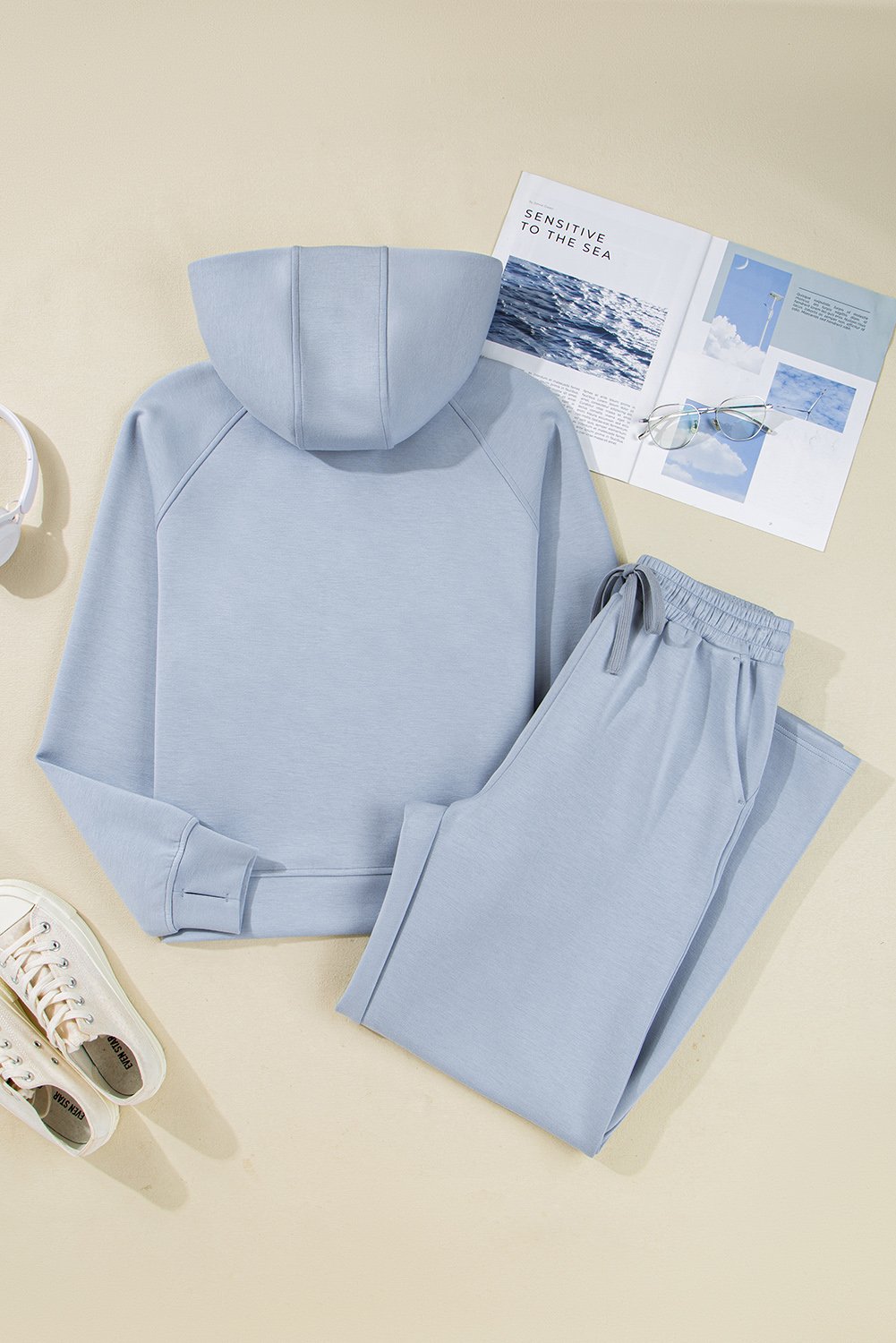 97027926-5e61ef0f716f88f5.jpg beau blue half zip thumbhole sleeve hoodie active pants 2pcs outfit