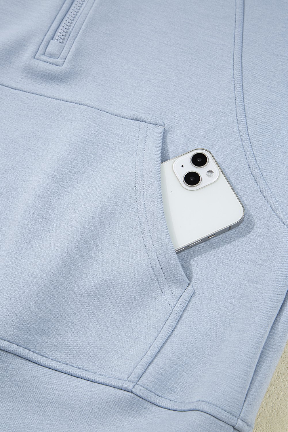 97027929-5eceb095ea5e5b3d.jpg beau blue half zip thumbhole sleeve hoodie active pants 2pcs outfit