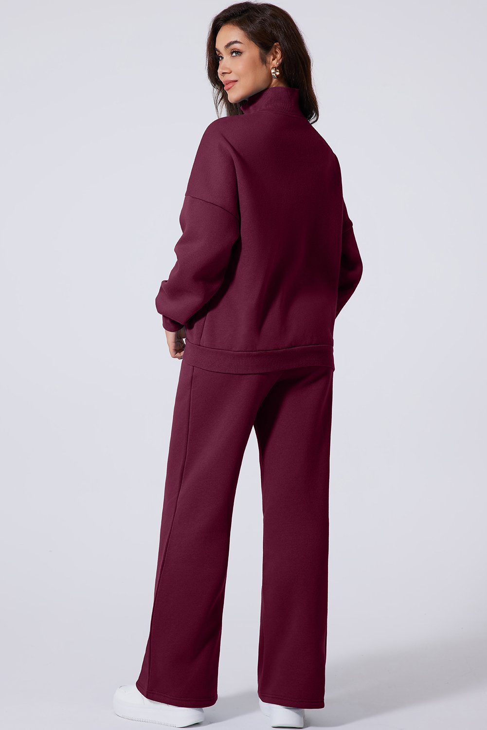 97355896-9c1fff2f2a237762.jpg burgundy drop shoulder zip up jacket drawstring pants active 2pcs set