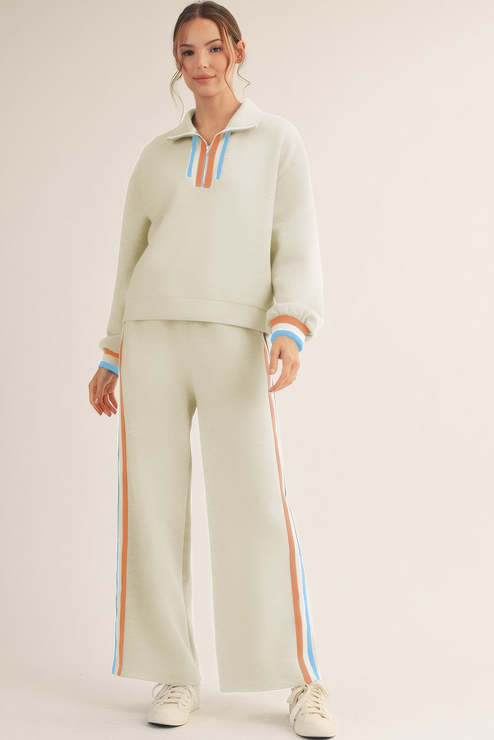 97027833-b129cf2e398d307b.jpg apricot striped patchwork quarter zip pullover loose pant set
