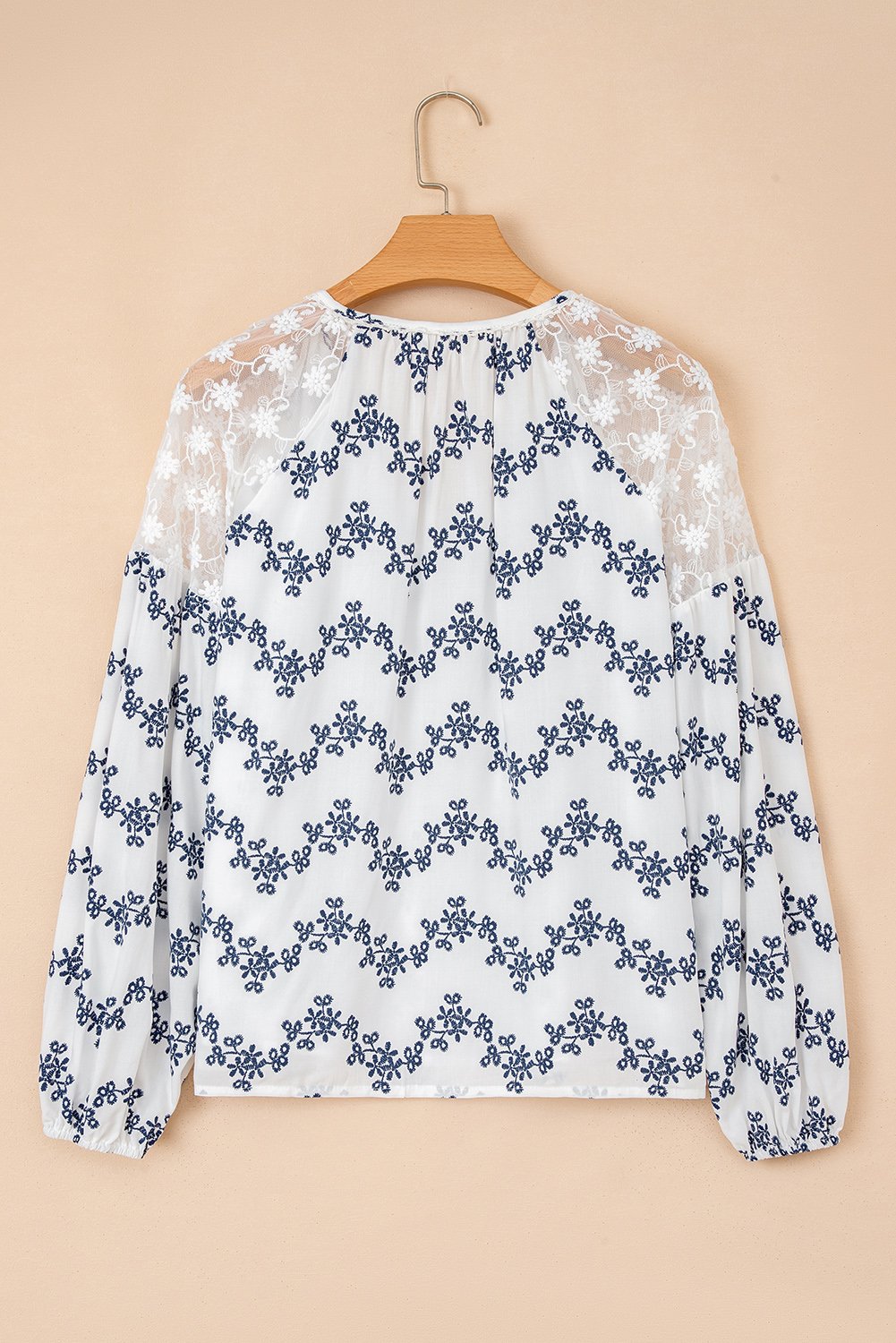 97027080-d6ee777adce0494d.jpg blue lace patchwork floral bubble sleeve v split neck blouse