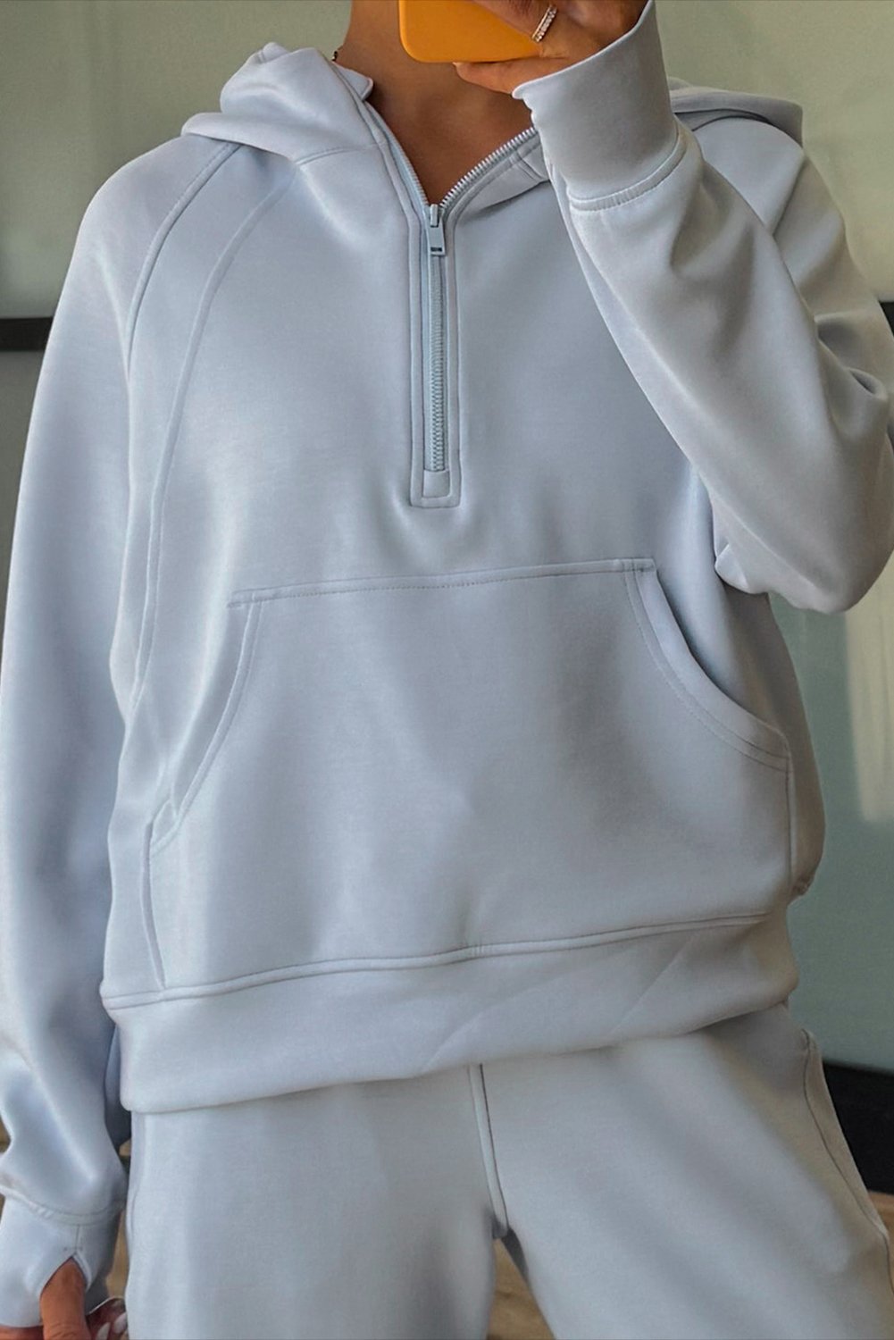 97027924-f0c1333d0f7989a7.jpg beau blue half zip thumbhole sleeve hoodie active pants 2pcs outfit