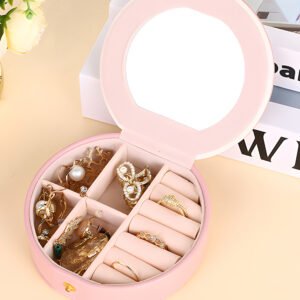 light pink jewelry organizer cases with mirror