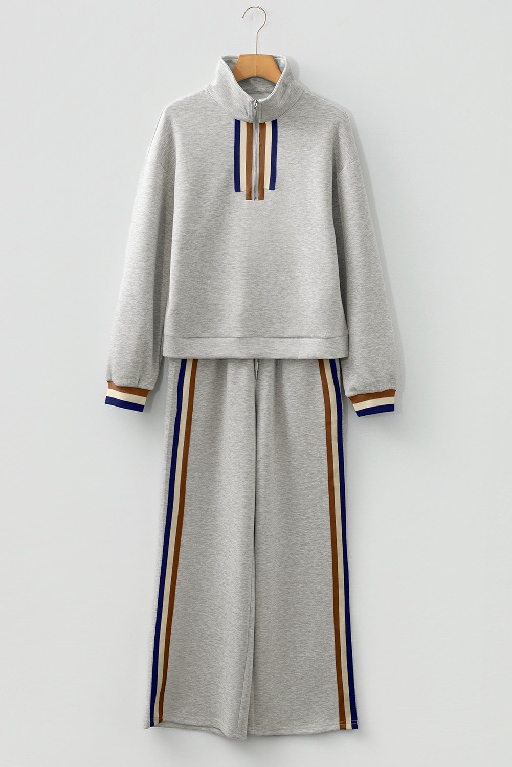 97027514-f59411f44a3a3bfc.jpg gray striped patchwork quarter zip pullover loose pant set